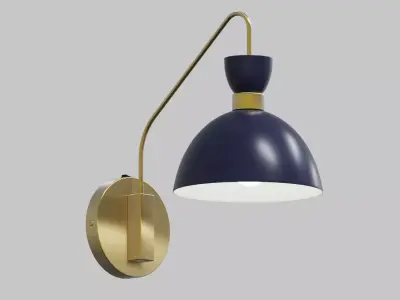 Modern wall lamp with golden base and blue lampshade Free 3D model