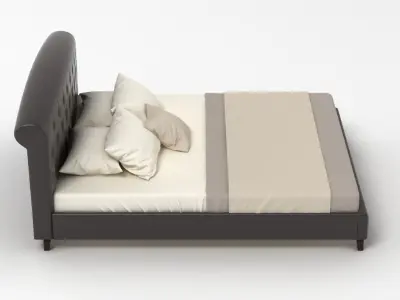 Bed 7 with upholstered headboard 3D model