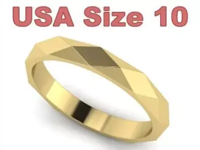 Faceted Gold Ring - USA Size 10 3D print model