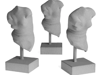 Crouching Venus torso sculpture Low-poly 3D model