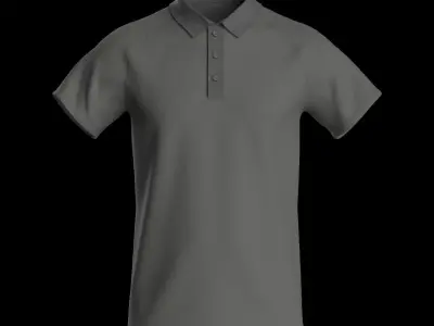 Male raglan polo tshirt 3D model
