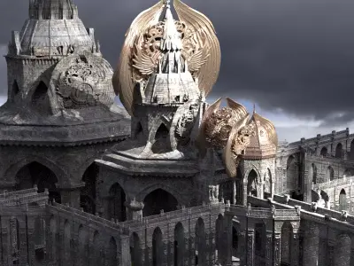 Steampunk Medieval Tower Bridge 4 kit bash 3D model