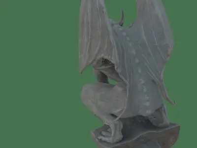 Gothic Gargoyle with Block Low-poly 3D model