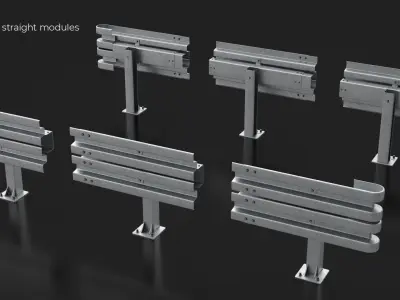 Road Barrier Modular Detailed collection  3D model