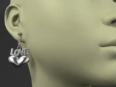 earrings love earring 3D model