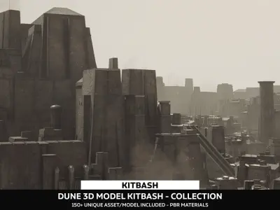 Dune Kitbash 3D Asset Model Collection Low-poly 3D model
