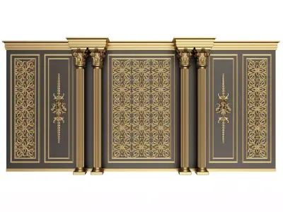 Boiserie Classic Wall with Mouldings 013 Black Low-poly 3D model