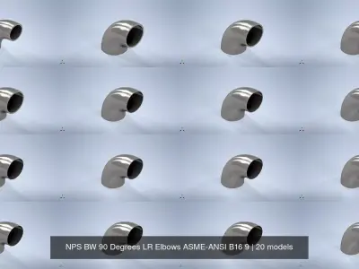 NPS BW 90 Degrees LR Elbows ASME-ANSI B16 9 3D Model Collection