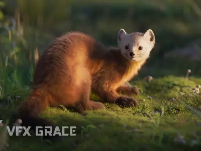 American Marten Animated VFX Grace 3D model