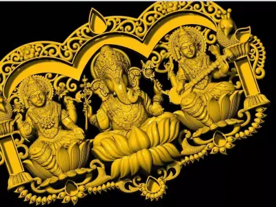 Lakshmi Ganesha Saraswati Pendant  high qwelty 3D print model