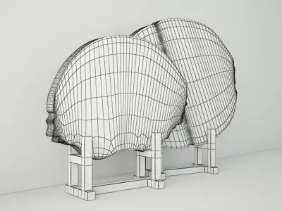 White Petrified Wood Slices 3D model