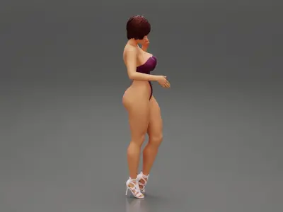 Young sexy Girl Wearing a sexy Monokini 3D print model