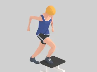 Chair Stepup  Exercise woman Animation Low-poly 3D model