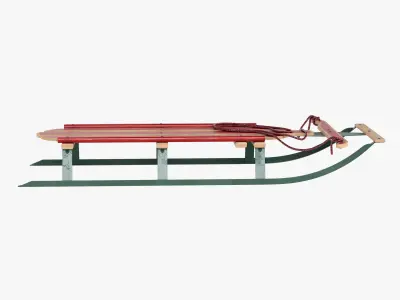 Wooden snow sled 3D model