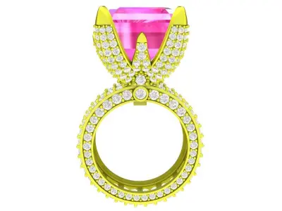 A7663 Big Stone Luxury Diamond Eternity Engagement Ring 3D print model