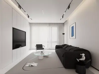 Modern living room dining room interior scenes 330 3D model