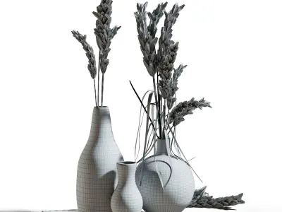 dried flowers in vase 3D model