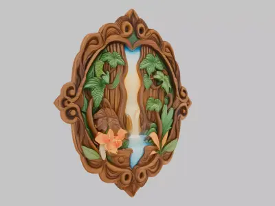 Ornate Wooden Carving Low-poly 3D model