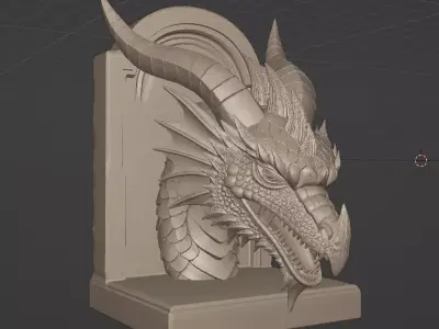 Dragon Head Bookend Male Female e Dual Collection 3D print model