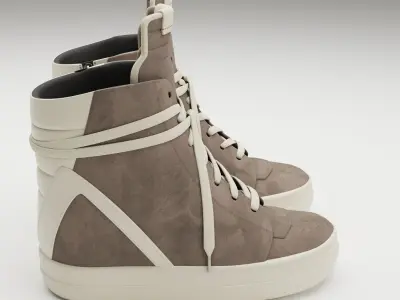 Sneakers Rick Owens Geobasket Converse Gray Low-poly 3D model