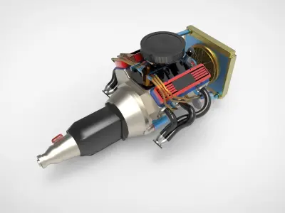 Pickup and SUV Truck Engine Low-poly 3D model