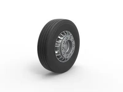 Front wheel of racing semi truck Version 1 Scale 1 to 25 3D print model