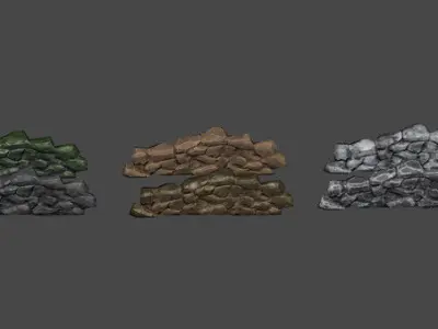 Stone Fence Low-poly 3D model purchase