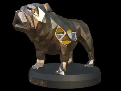 Steampunk Old Bulldog Low-poly 3D model