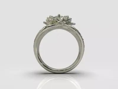 Free Protea Ring Size N with Brilliant Stone Free 3D print model