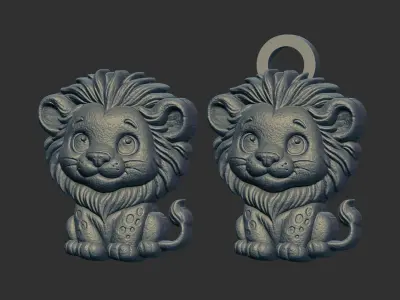 cartoon lion keychain cnc model 3D print model