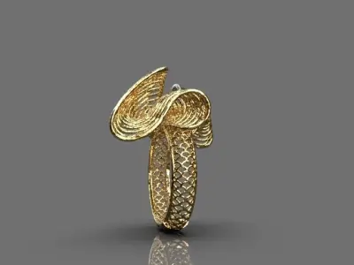 Stylized set gold ring 3D print model