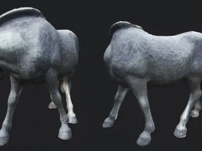 Old Horse Statue PBR Low-poly 3D model