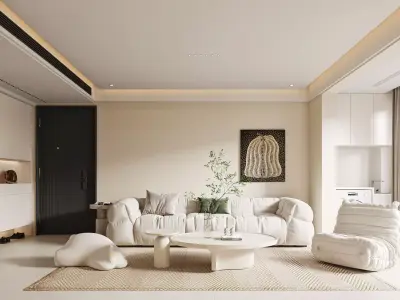 modern living room dining room interior scenes 23 3D model