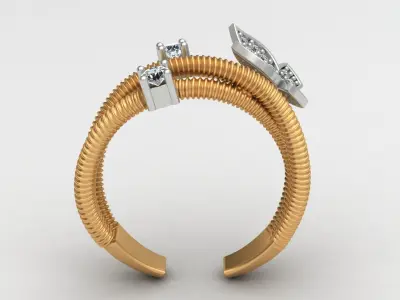 Butterfly Flower Diamond Gold Ring 3D print model
