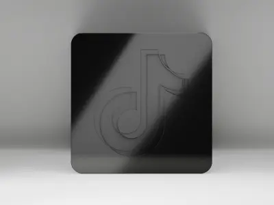  TikTok Logo Sign Board - Customizable - Puzzle  Low-poly 3D model