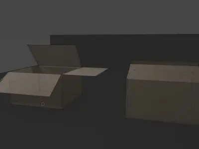 Box Low-poly 3D model two empty cardboard boxes Free low-poly 3D model