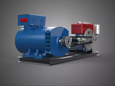 DIESEL ENGINE POWER GENERATOR SET GENSET ALTERNATOR DYNAMO MOTOR 3D model