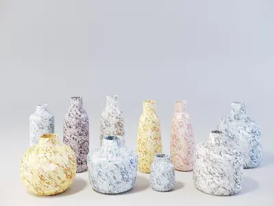 Capiz pulp Kinta vases collection 3D model