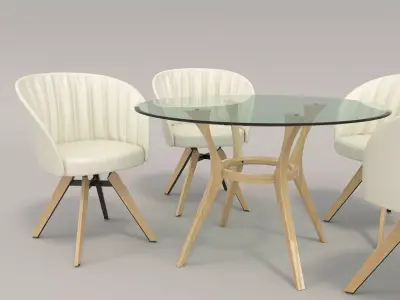 Modern Table and Chair Set 4 3D model