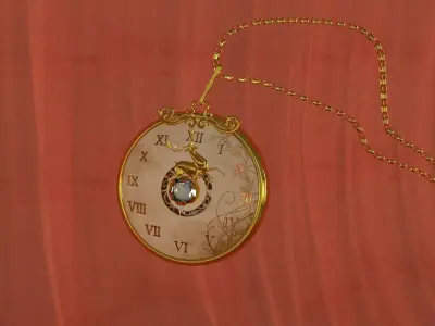  Decorative medallion Pocket watch Deer 3D model