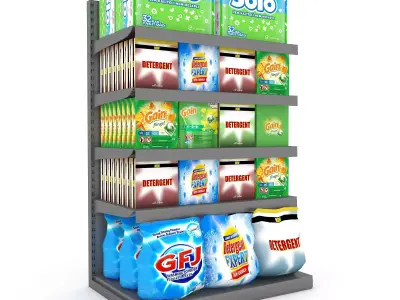 cleaning product market stand 07 Low-poly 3D model