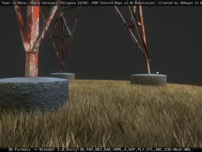 Transmission Tower 22 Meter Rusty Version Low-poly 3D model