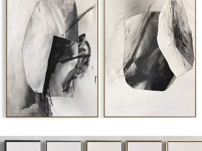 Plaster Two Photo Frame 144 Low-poly 3D model