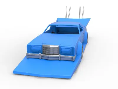 Shell and wheels Bosozoku style car Scale 1 to 25 3D print model