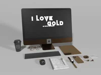 gold computer gaming 3D model