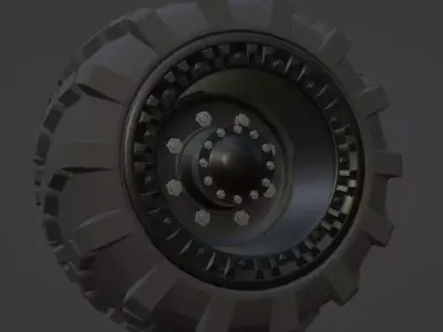 truck wheel and tire 3D print model