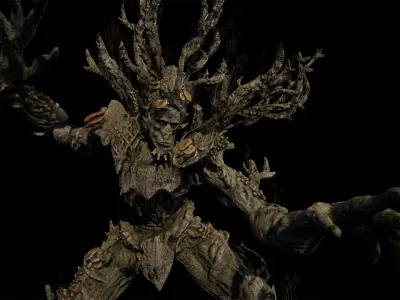 Tree ent ash low-poly game engine ready 3D model Low-poly 3D model