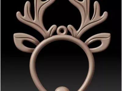 Printable Minimalist Reindeer  pendant Head Ornament  3D print model