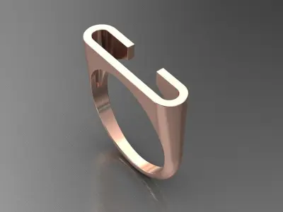 alphabet ring letter C 3D print model
