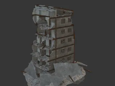 destroyed building Low-poly 3D model